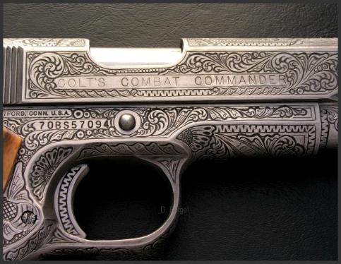 Engraved Colt Combat Commander, Reigel Gun Engraver