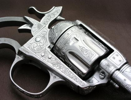 Engraved Colt Bisley Model 38 LC 1912 right frame close, reigelgunengraving.com