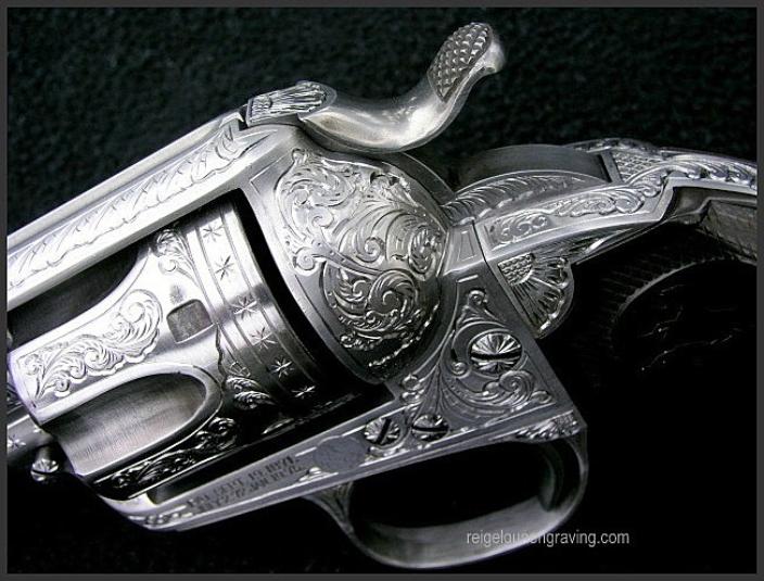 Engraved Colt Single Action Army SAA Bisley, by Reigel Gun Engraving