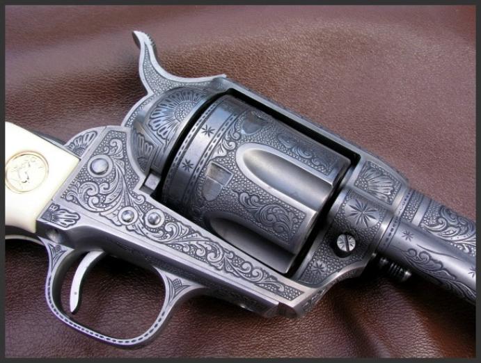 Engraved Colt SAA Revolver, Reigel Gun Engraving