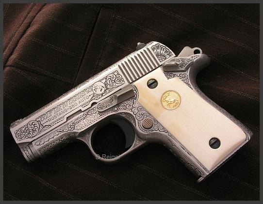 Hand Engraved Colt 380 Mustang