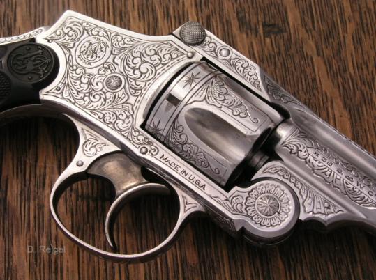 Engraved Smith and Wesson Smith and Wesson New Departure, by Reigel Gun Engraving.com